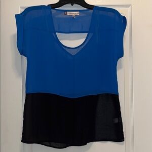 Jennifer Lopez Blue and Black Sheer Blouse